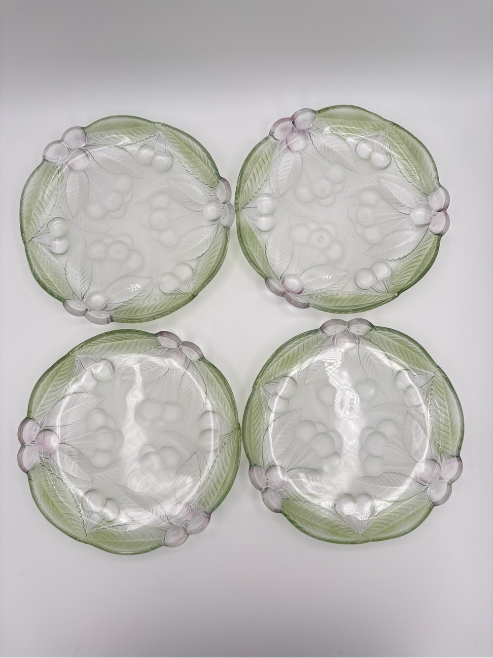 MIKASA Set of 4 - 7 1/2 inch Crystal Salad/Dessert Plates Cherries Jubilee